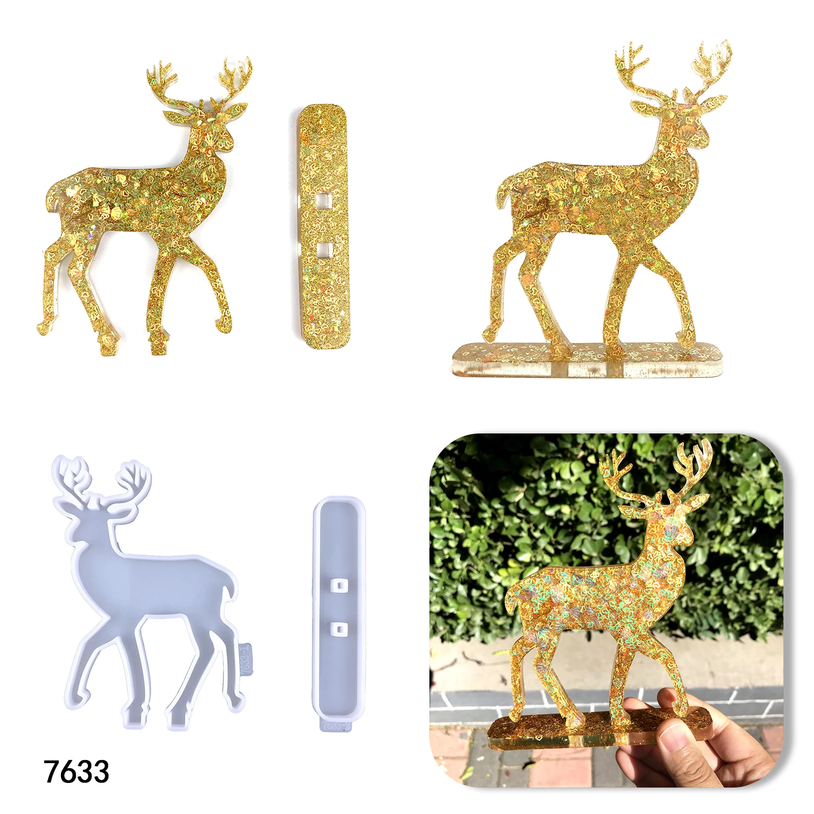 7633 Christmas moose Elk Deer Antlers Silicone Resin Molds DIY Christmas crystal epoxy mold for decoration