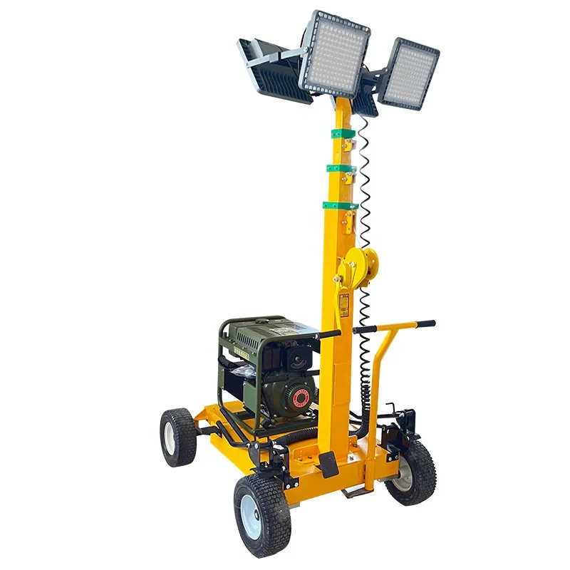 New Telescopic 4-meter-high Mast Pushcart Type LED Lamp 200W 3KW Diesel Tower trolley Mobile Lifting lighthose