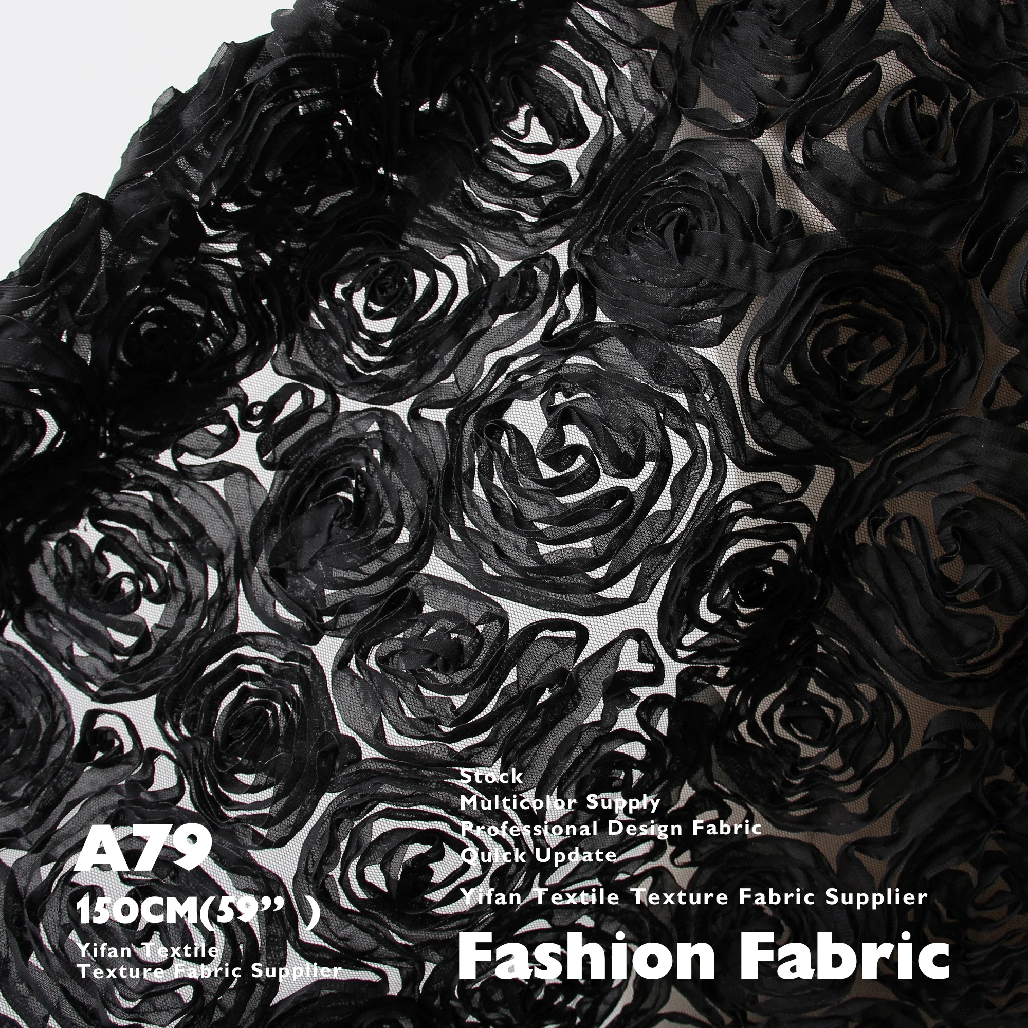 New Fashion Design Luxury Organza Lace Embroidery Fabric 3D Rose Mesh Fabric Jacquard Lace Fabric For Wedding Dress Curtain