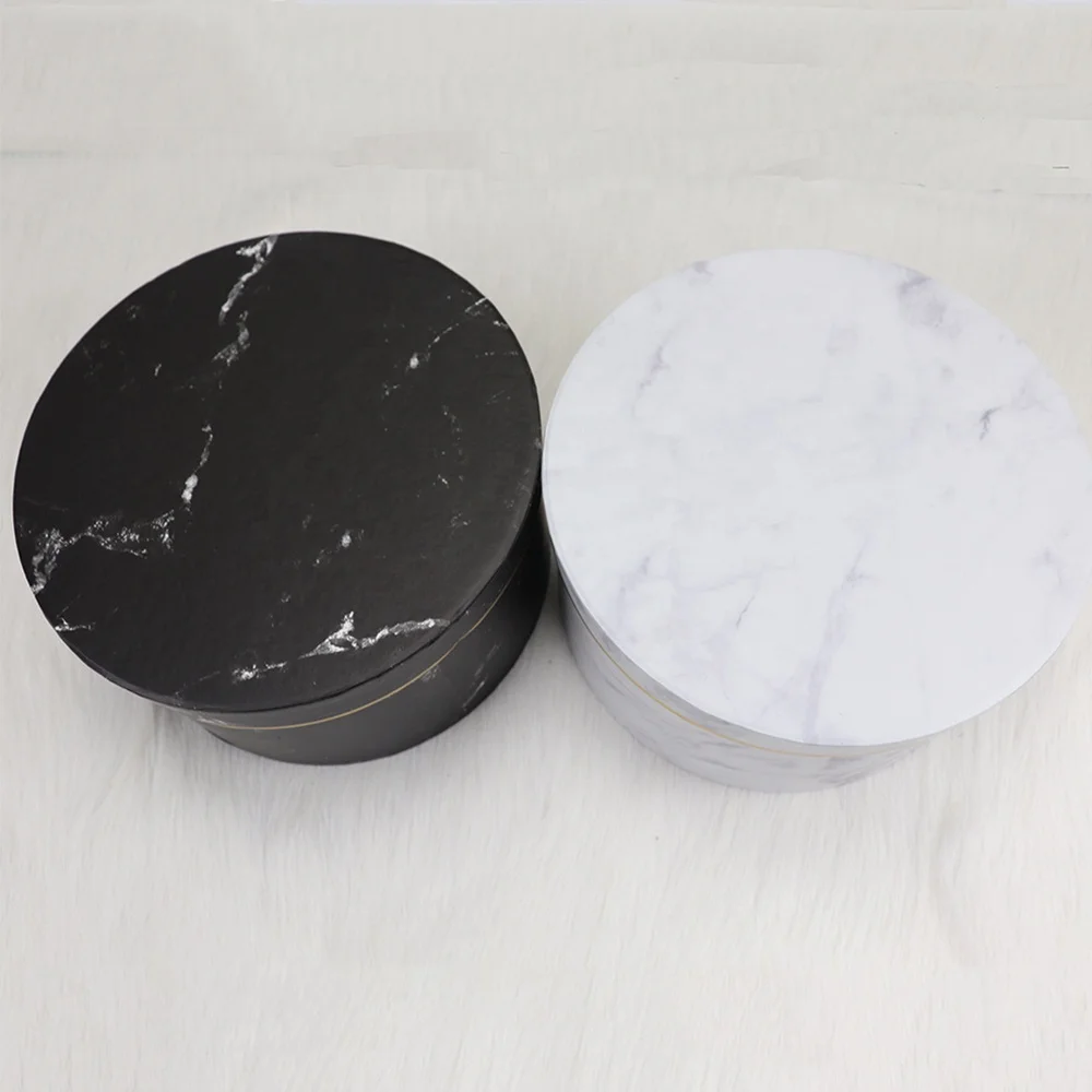 INUNION Premium Quality Home Decor White Marble Set of 3 Round Beautiful Practical Cardboard Mom Gift Arrangements Flower Boxes