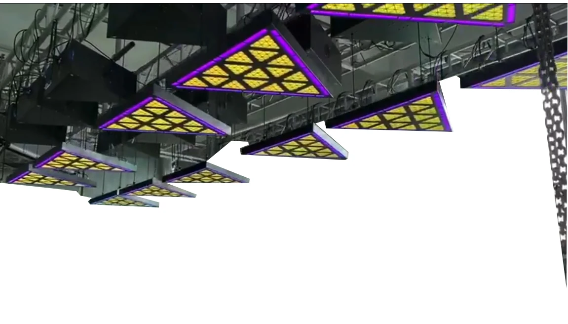 Kinetic Light control by dmx triangle panel led kinetic light for bight club any discos