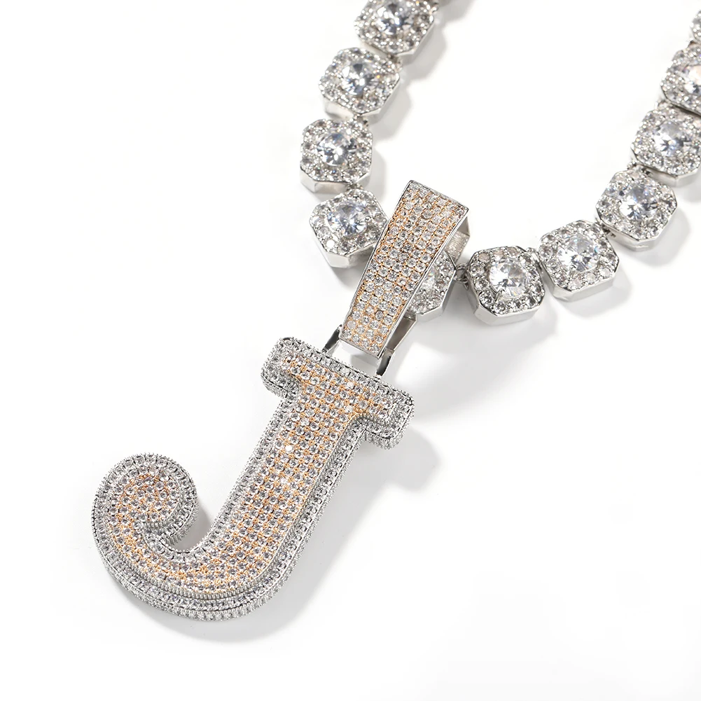 Large Iced Out Single Initial Letter A-Z Hip Hop Women Men Pendant necklace
