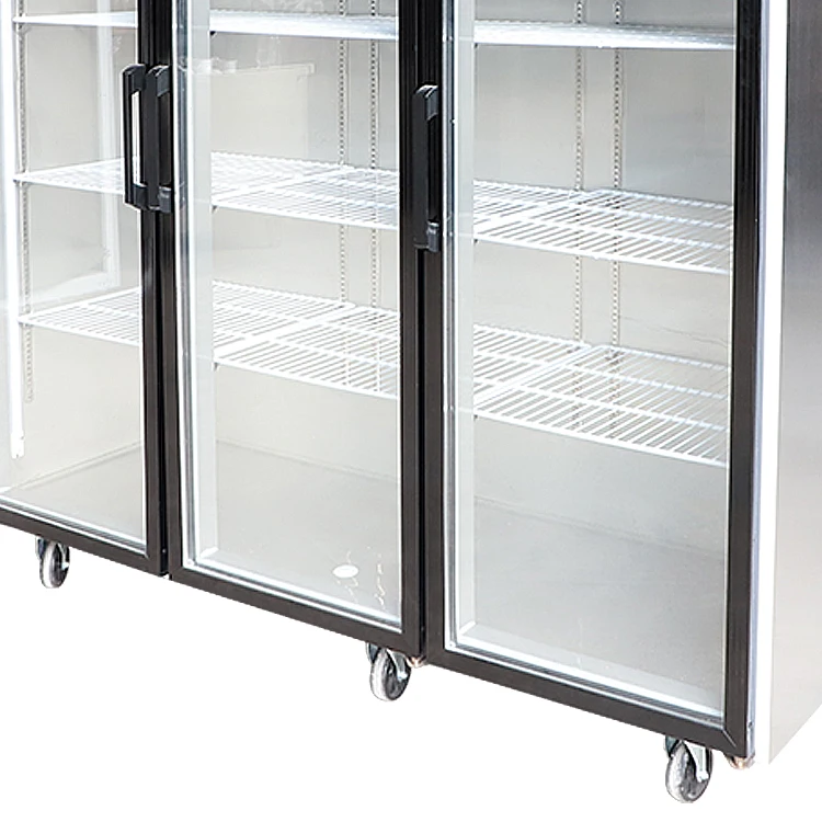 New Commercial vertical 3 door glass displays refrigerator and freezer fridge cold beverage fresh food showcase