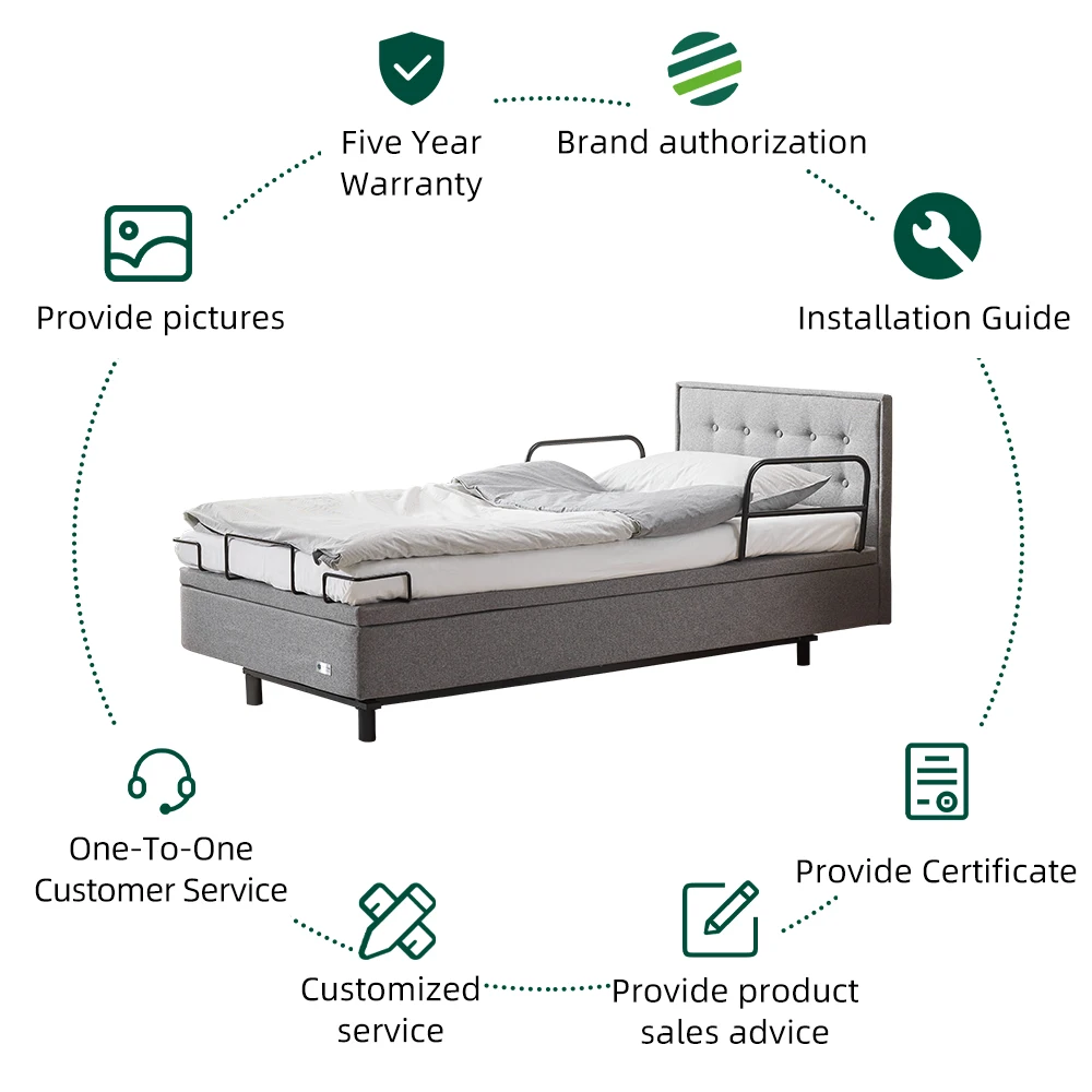 Tecforcare electric adjustable bed for senior home care bed for elderly care product electric nursing home bed