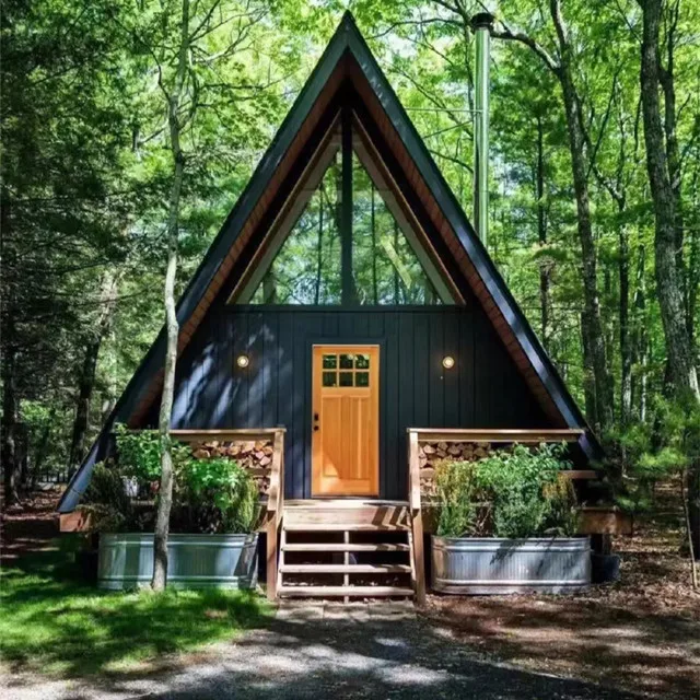 Prefabricated Frame Triangular House sunlight and Glass