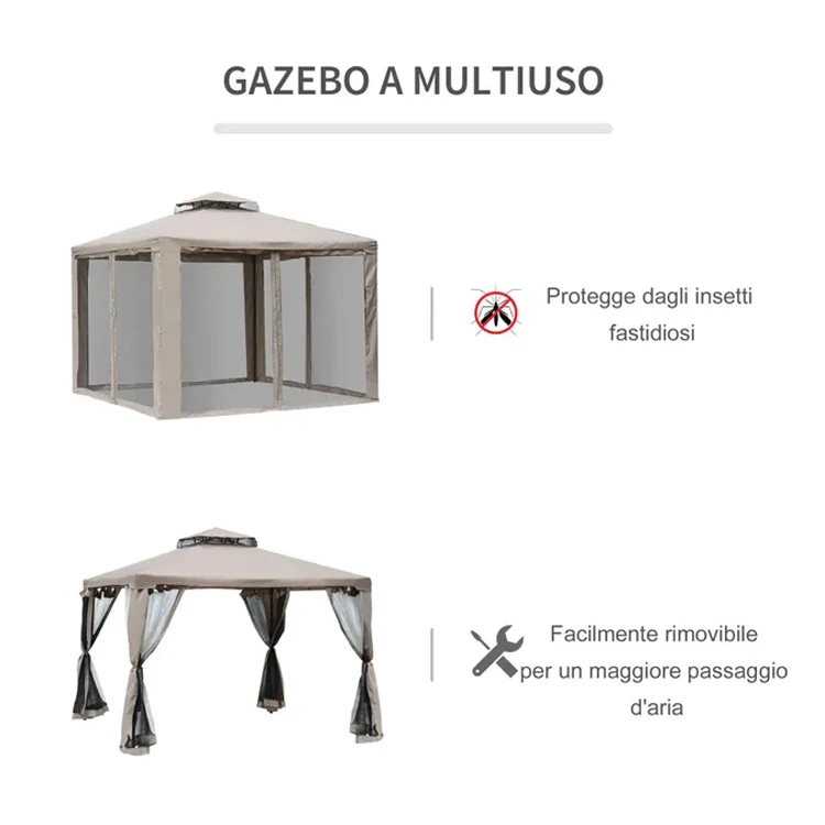 3x3M Metal Gazebo Garden Outdoor 2-TierRoof Marquee Party Tent