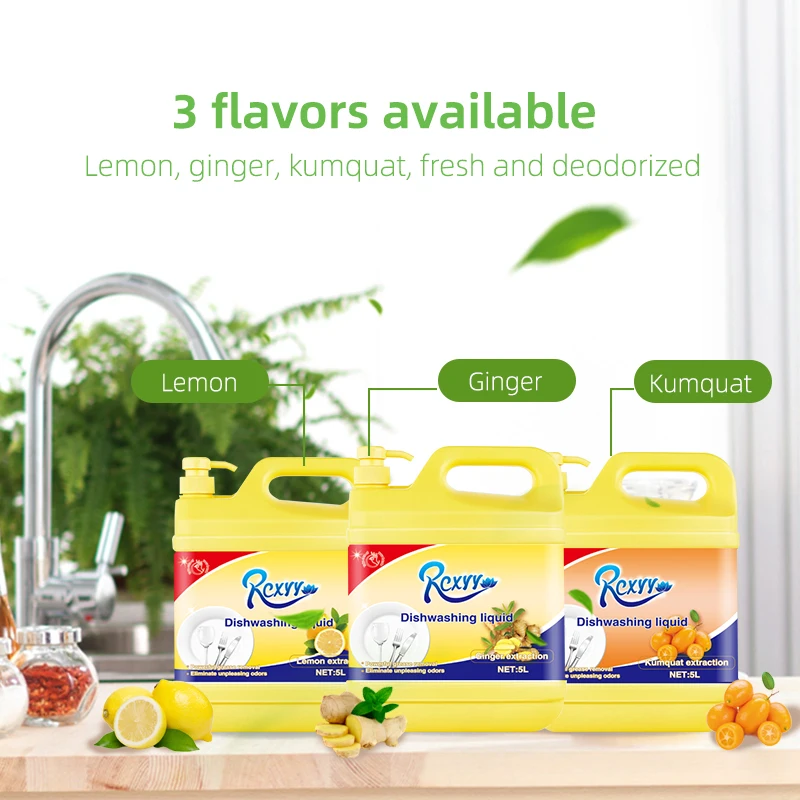 5L OEM High Quality Kumquat/Ginger/Lemon Detergent Cleaning Chemicals Kitchen Cleaner Dishwashing Liquid