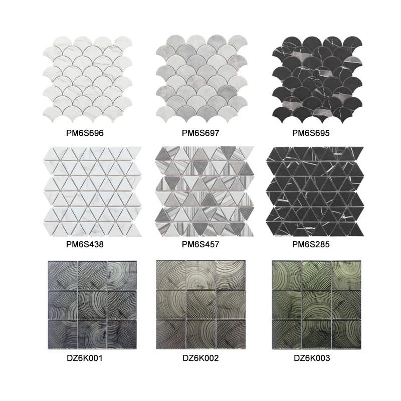 Manufacturer Customized Marble Ceramic Hexagon Mosaic Square Strip Stone Glass Ceramic Mosaic Kitchen Wall Tiles Mosaic