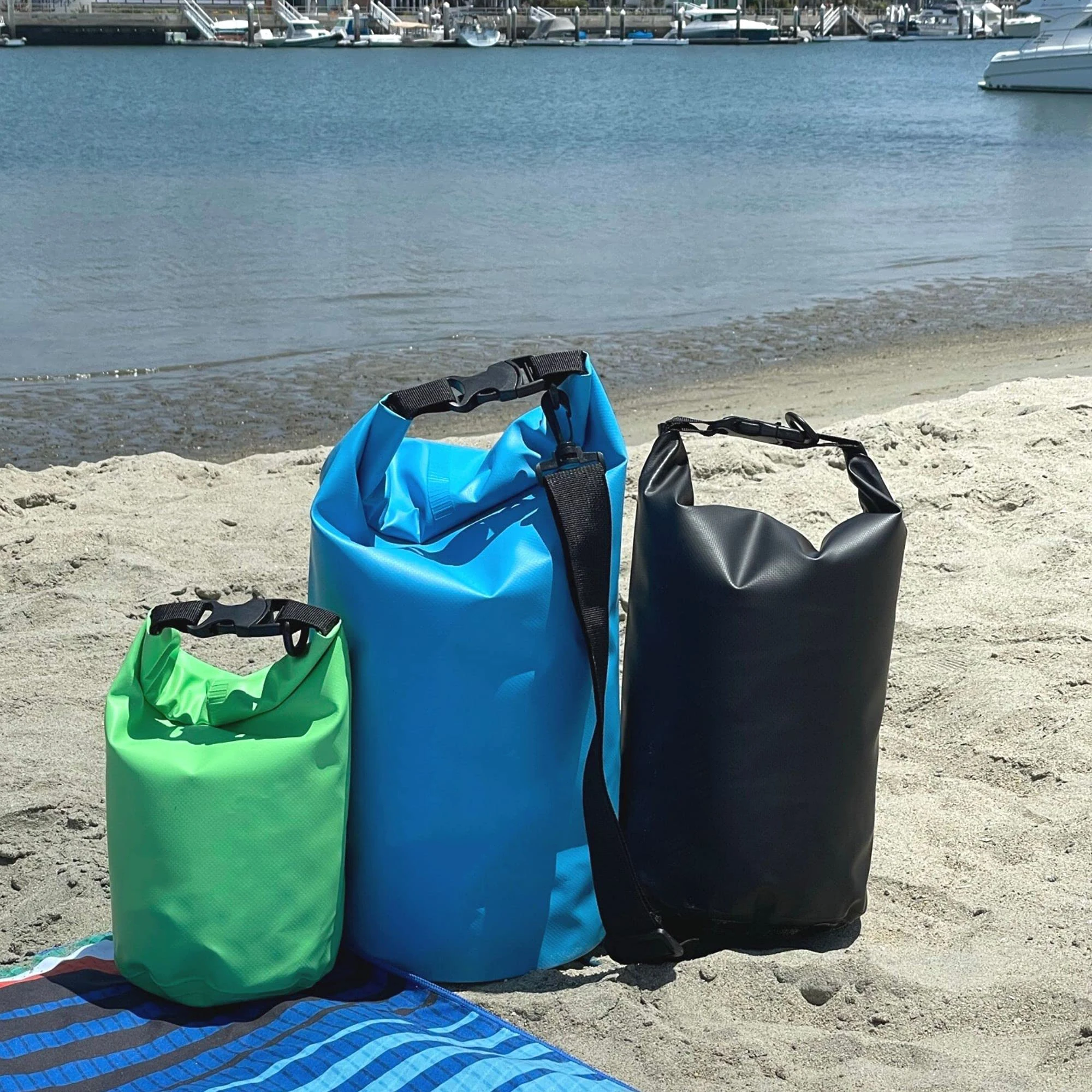 Portable Waterproof Bag Transparent Window Plaid PVC Portable Single Shoulder Dry Bag For Swimming Drift Bag