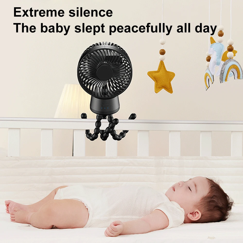 Versatile 10000mAh Octopus Fan work as power bank USB Electric Plastic Installation pushchair mount Outdoor Use AIR cooling fan