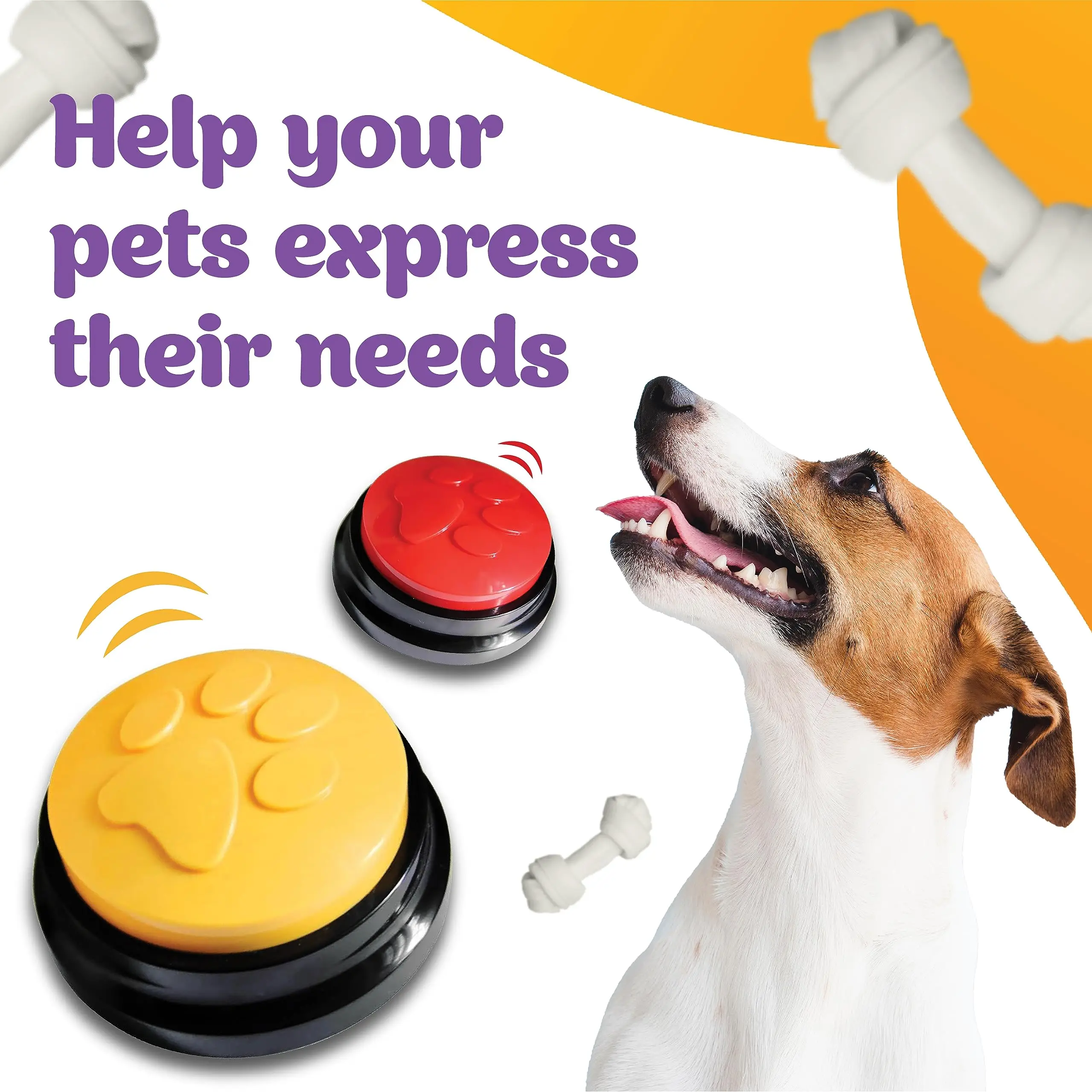 Dog Talking Buttons 4 Piece Set Teach Your Pet to Talk Training Dog for Communication Speech Buttons with Words Voice Record