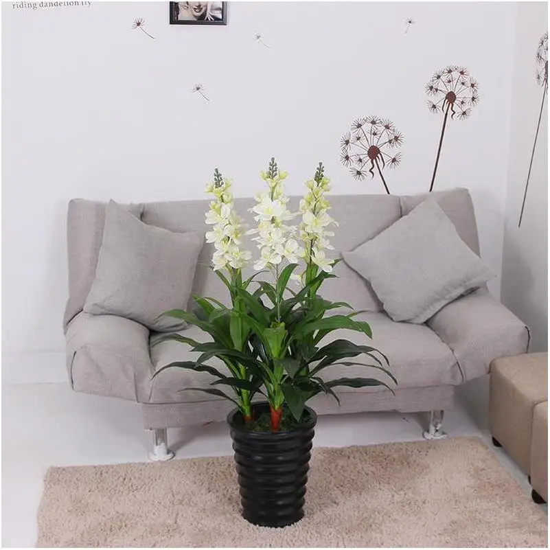 Artificial Bamboo Cherry Coconut Palm Low Price Flower Wall Oem/Odm Latest Popular Ficus Big Potted Fake Flowers With Vase