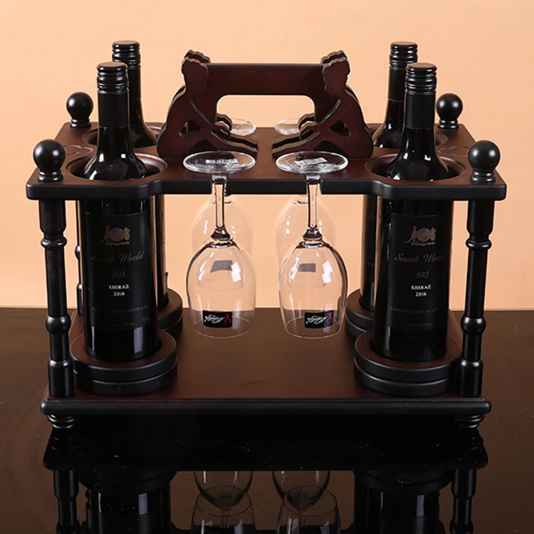Wood Wine Glass Bottle Tree Rack Stand Holder