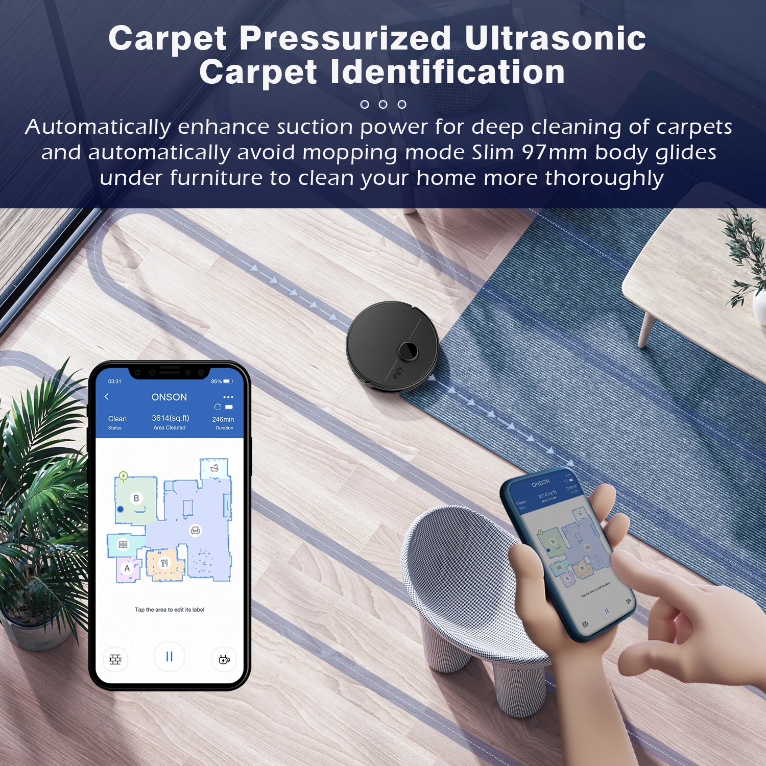 ONSON Hot Selling Self-Emptying SLAM LDS Robot Vacuum Cleaner Sweep Wet And Dry Mopping Self-Emptying Dustbin Vacuum Cleaner