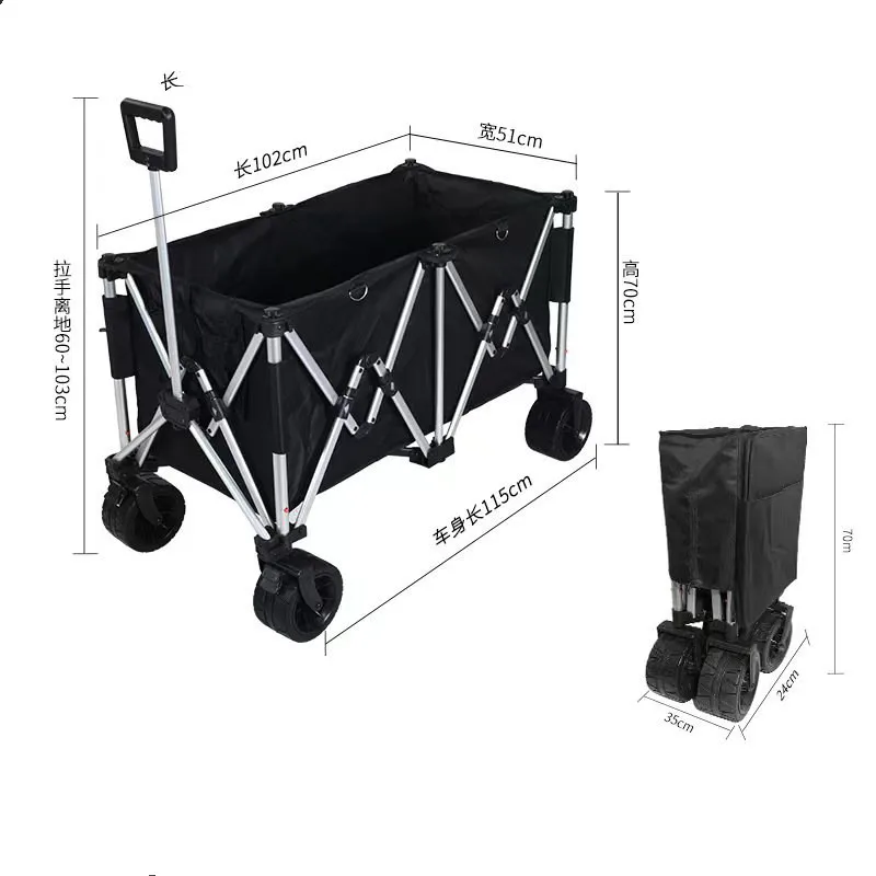 4 wheel shopping trolley picnic cart camping wagon blue with all terrain tires