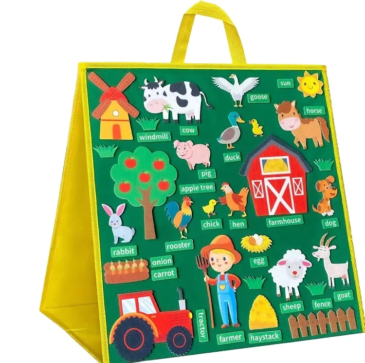 2022 New Design Educational Felt Board & Story Sets for Toddlers Foldable Flannel Board Quiet Time Books for Children