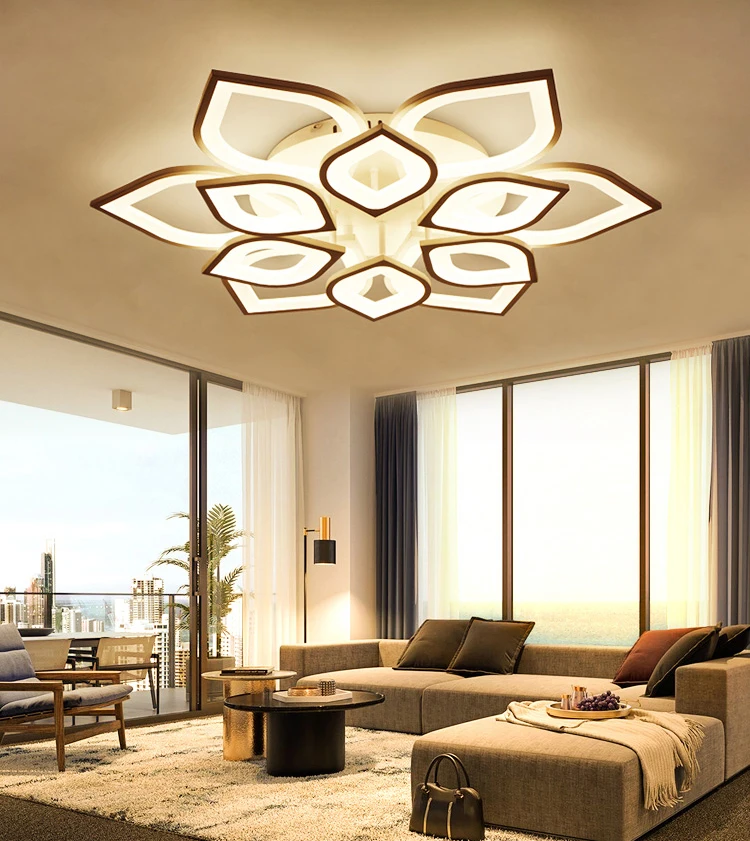 Modern Design Dimmable Lotus Flower Shape LED Flush Mount Ceiling Lights for Living Room Restaurant