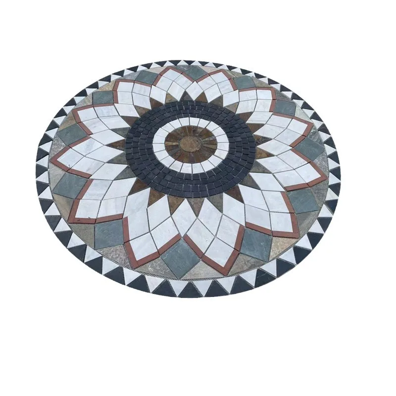 Decorative Round Multicolor Art Flooring Tile Wall Stone Mosaic Medallion Pattern Paving Slate Cultural Stone