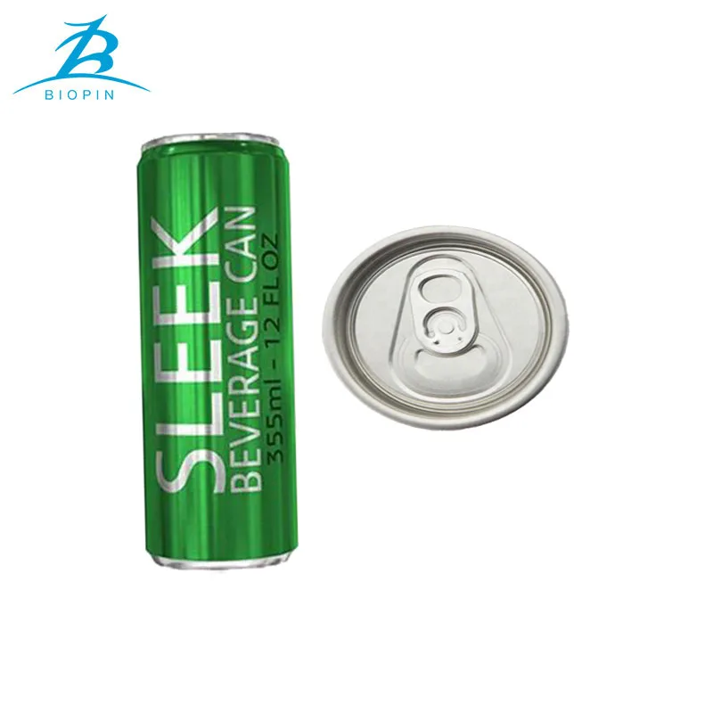 Empty printed 12oz metal aluminum can 355ml sleek cans with 202#SOT lid for soda energy drink beverage beer packaging