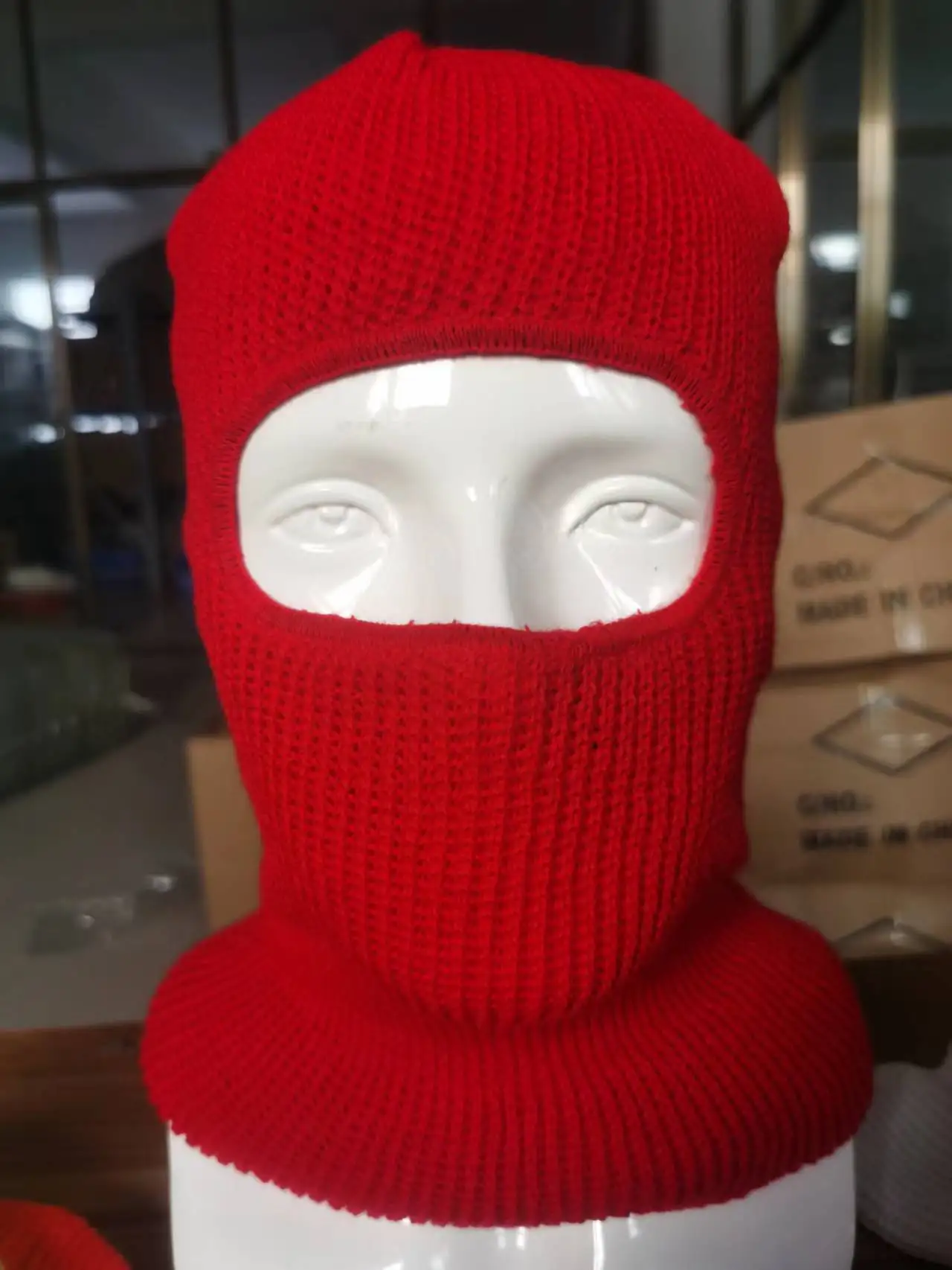 Wholesale unisex  Riding cap acrylic cycling knitted wool filter spandex one hole winter ski mask custom balaclava hat for men