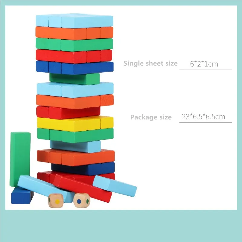 
Natural Beech Wood Timber Jengas Stacking Blocks Tumbling Tower Board Games Wooden Building Blocks Toys Kids 