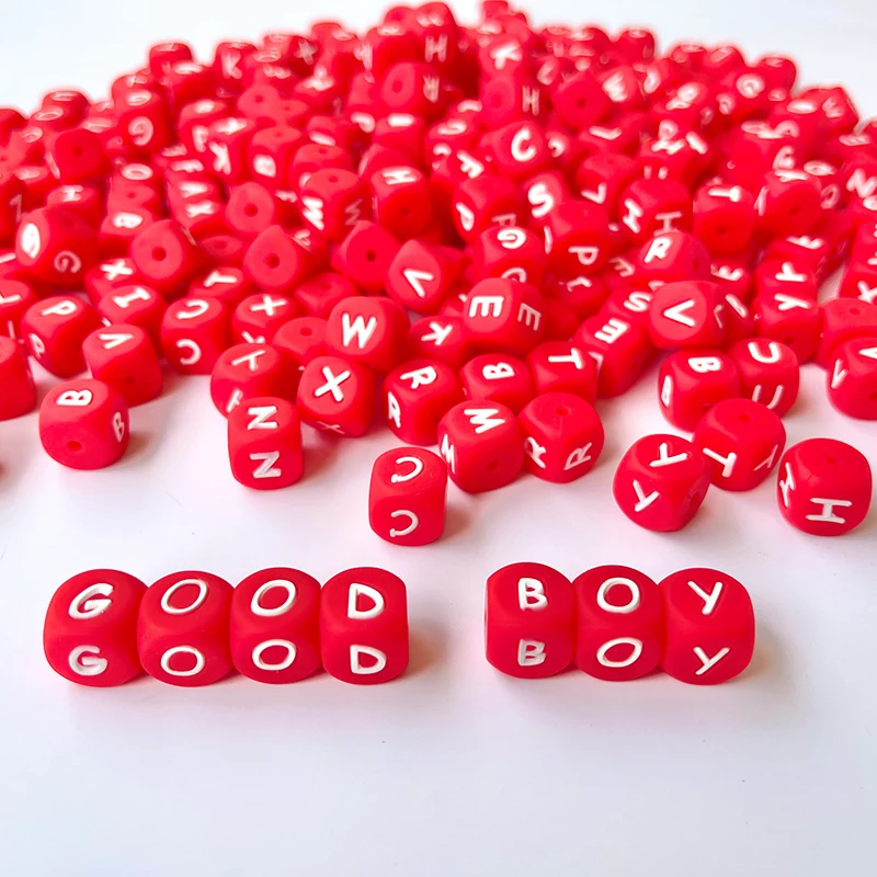 Hot Sale Food Grade Silicone Beads Wholesale Baby Teether Letter Bead 12mm English Alphabet Silicone Teething Beads