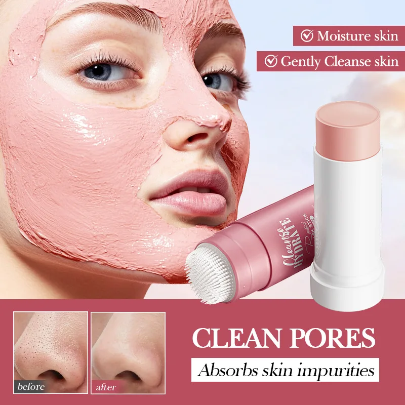BIOAQUA Organic Clay Mask Stick Pink Rose Face Mud Clay Deep Cleansing Hydrate Facial Mask For Acne Blackhead Large Pores