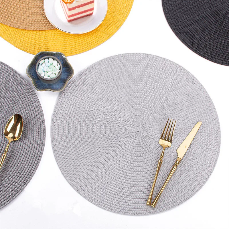 Kitchen Accessories Solid Color Round PP Knitted Table Placemats for Dining Table