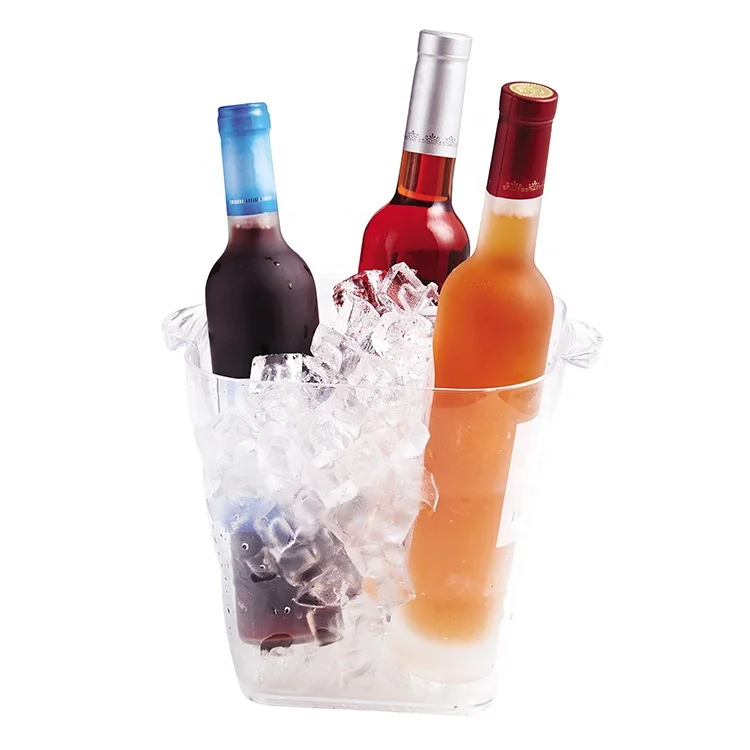 Factory Manufacture Multifunction Plastic Insulated Clear Square Ice Bucket