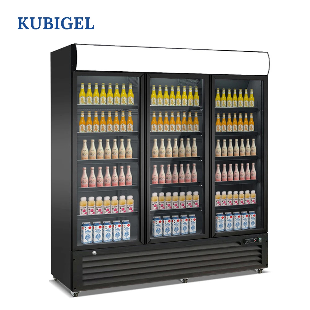 Large Size Multideck Display Upright Chiller 3Doors Supermarket Showcase Fridge Drinks Display Refrigerator