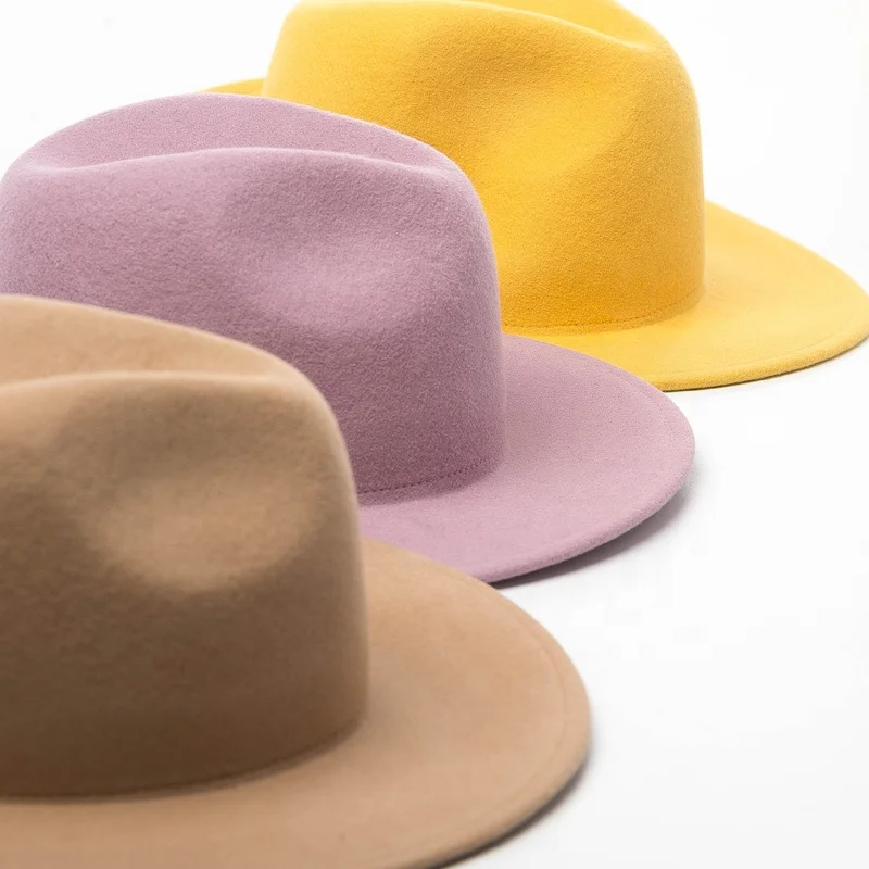 
Fedora Hat Panama Unisex Sombrero 100% Wool Felt 2020 Wholesale Vintage Custom Men Women Chapeau Panama Style Plain Dyed Adults 