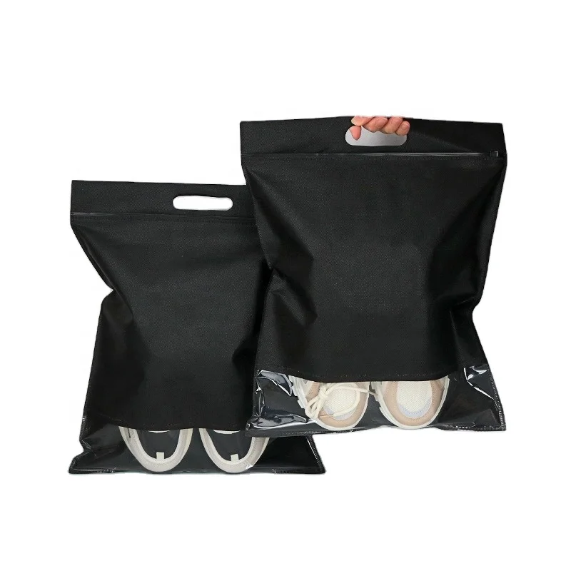 Non-woven zipper bag wholesale dust shoes clothes storage bag spot shoe washing shop with packaging bags printed logo