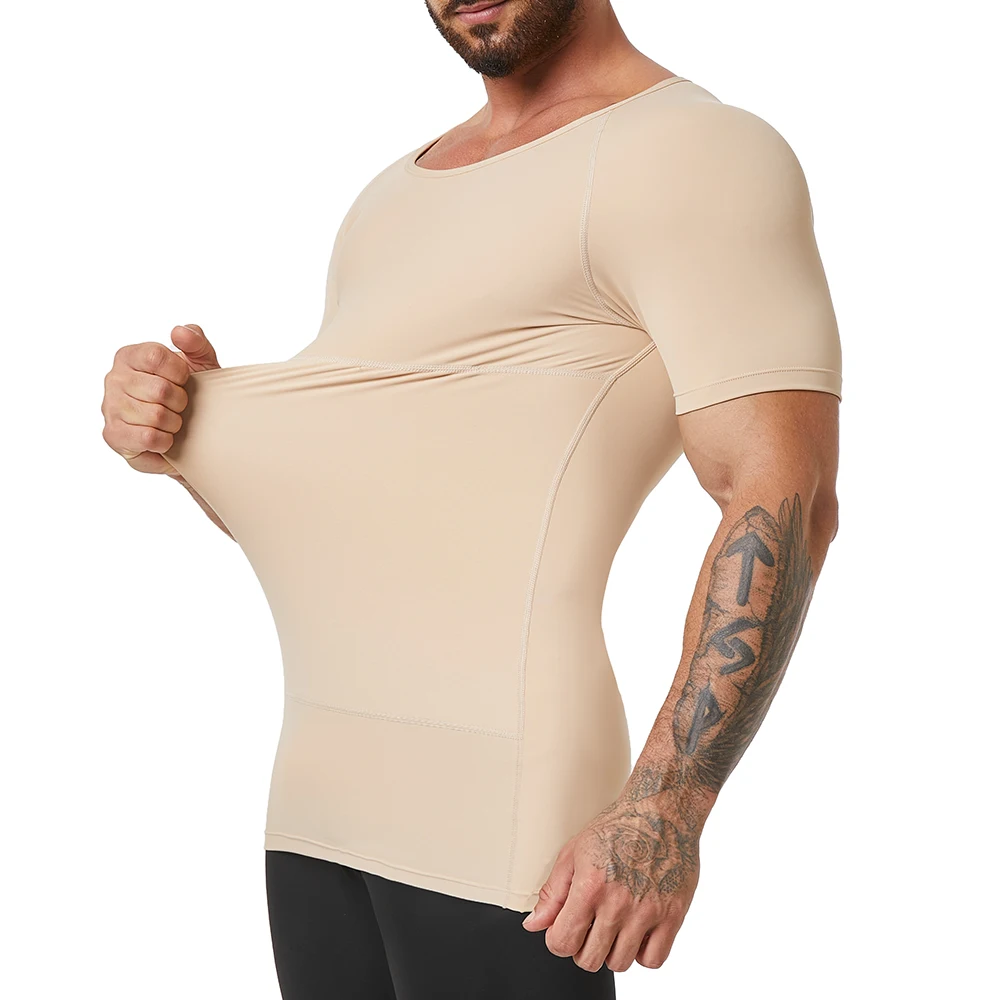 Mens Shapewear Tummy Control Compression Shirt Hide Gynecomastia Body Shaper Slimming Undershirt Corset For Men