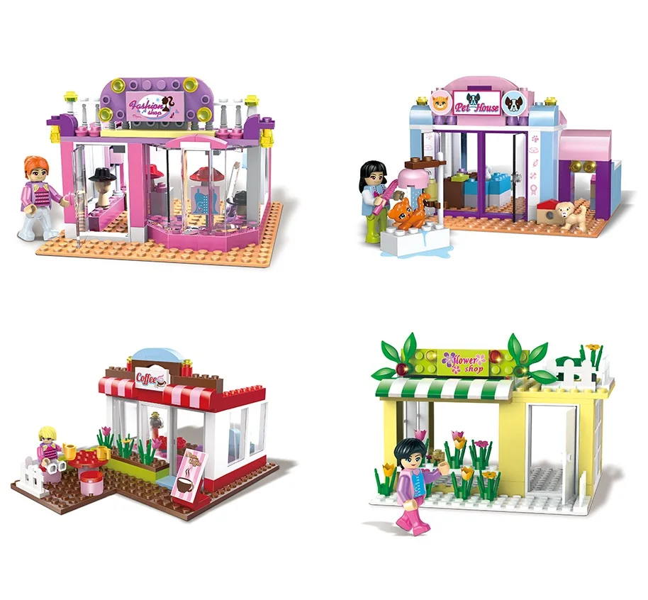 COGO 8 in 1 Educational Fashion Shop Girls Gift Assemble Bricks Building Blocks Toys for Kids