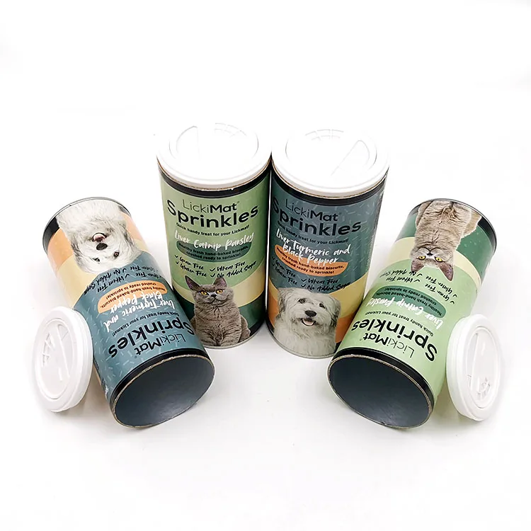 Cat Dog Pet Food Powder Paper Tubes Packaging cardboard cans with Plastic Shaker