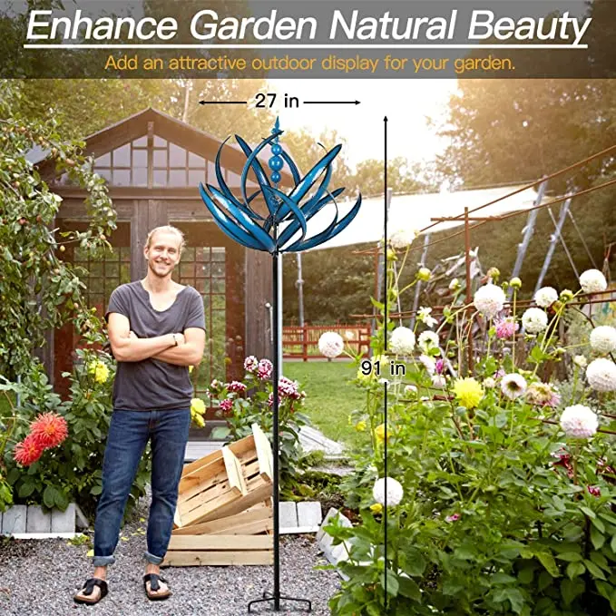 Высококачественный двор искусство газон садовый декор большой тюльпан открытый металл ветер шпиннеры с колышками