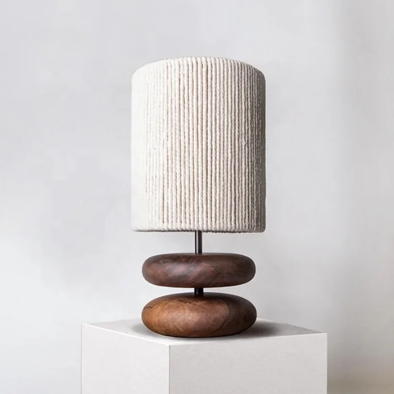 Modern 3000K E27 fabric night light reading solid wooden base bedside reading table lamps