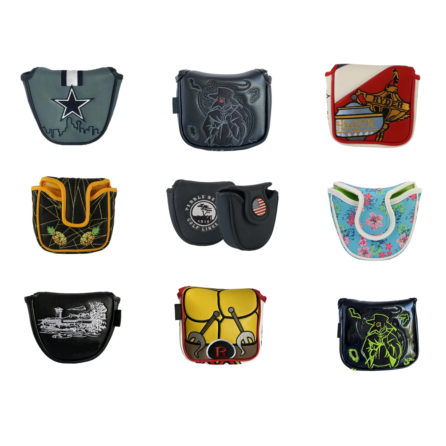 Pu leather golf driver headcover custom design golf headcovers embroidered logo golf club head covers