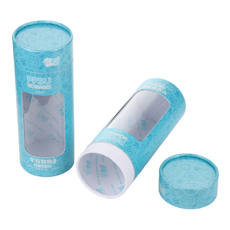 Custom  Eco-Friendly Cylinder Packaging Box Scarves T-Shirt Tube Packaging Round Cardboard Box For Clothing With Window