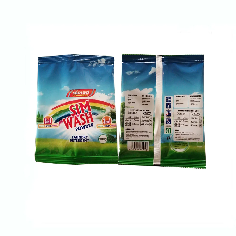 Custom laminated printed plastic packing roll film,washing powder packaging bags,laundry detergent powder plastic bags