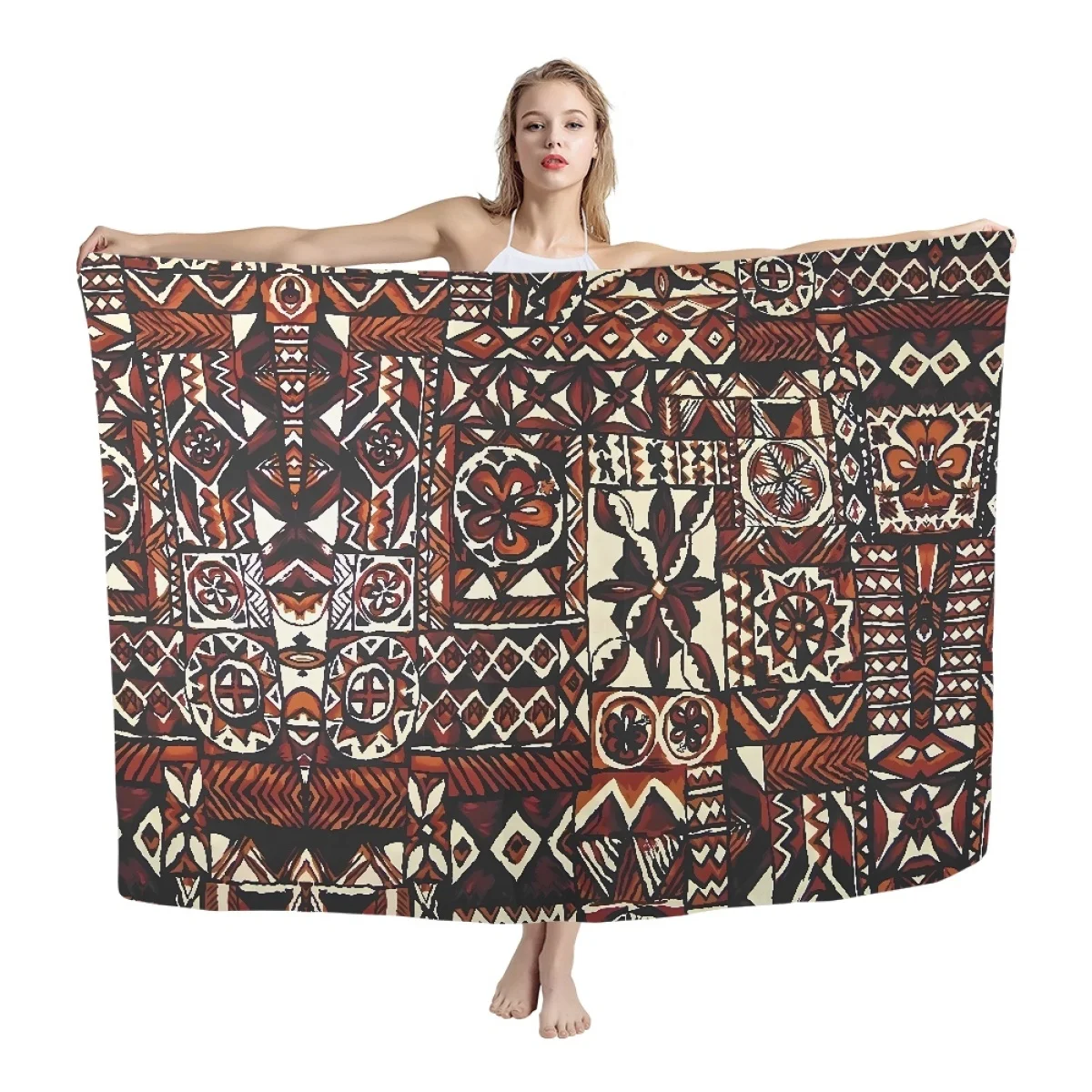 Cheap Assorted Colors Sarongs Wrap Custom Lavalava Hawaii Tattoo Tribal Tatau Sarong Maui Sarong Perfect For Men & Women Pareo