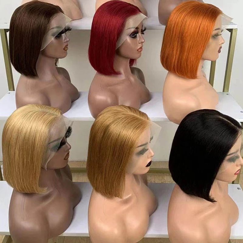 Wholesale Virgin Human Hair Straight Short Bob Wig 13X4  Lace Front Pixie Cut Wig HD Lace Frontal Glueless Wigs For Black Women