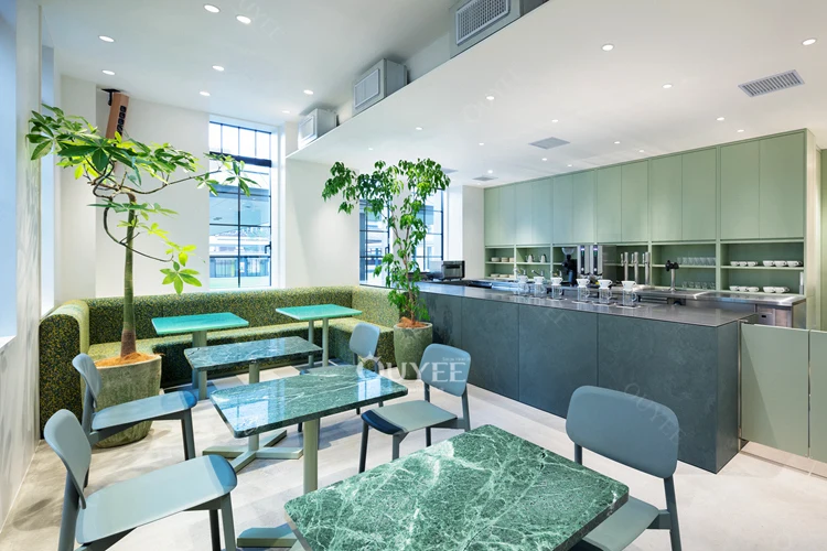 High Quality Display Classic Design Coffee Shop Counter Cafe Counter Design Green Cafe Interior Design