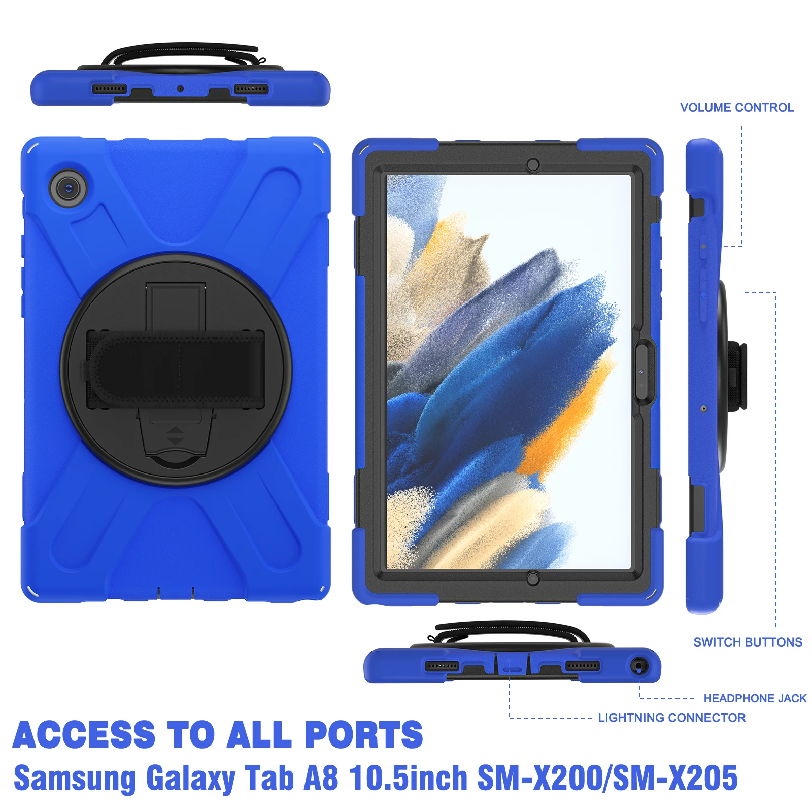 Heavy Duty Protective Silicon Tablet Case for Samsung Galaxy Tab A8 10.5 2022 Rugged Soft Back Cover with Stand