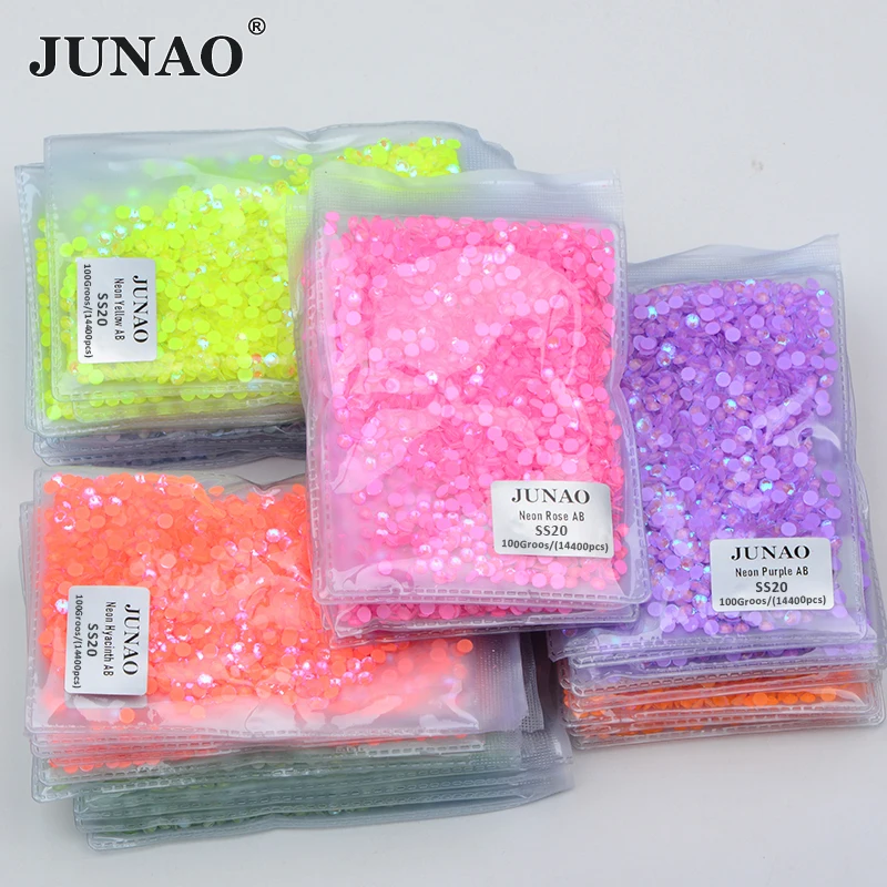 JUNAO Wholesale SS6-SS30 Glass Diamond Strass Glow In Dark Crystals Stones Luminous Rose Flatback Rhinestone For Clothes