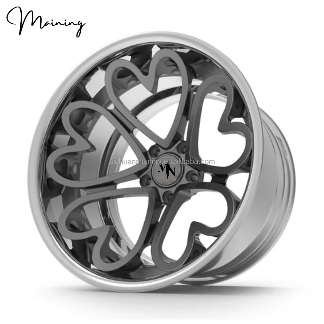 18 19 20 2122 23 24 25 26 Inch 3 Piece Wheels Heart Rims Factory OEM Heart Shaped Rims Custom Size Rims With Hearts
