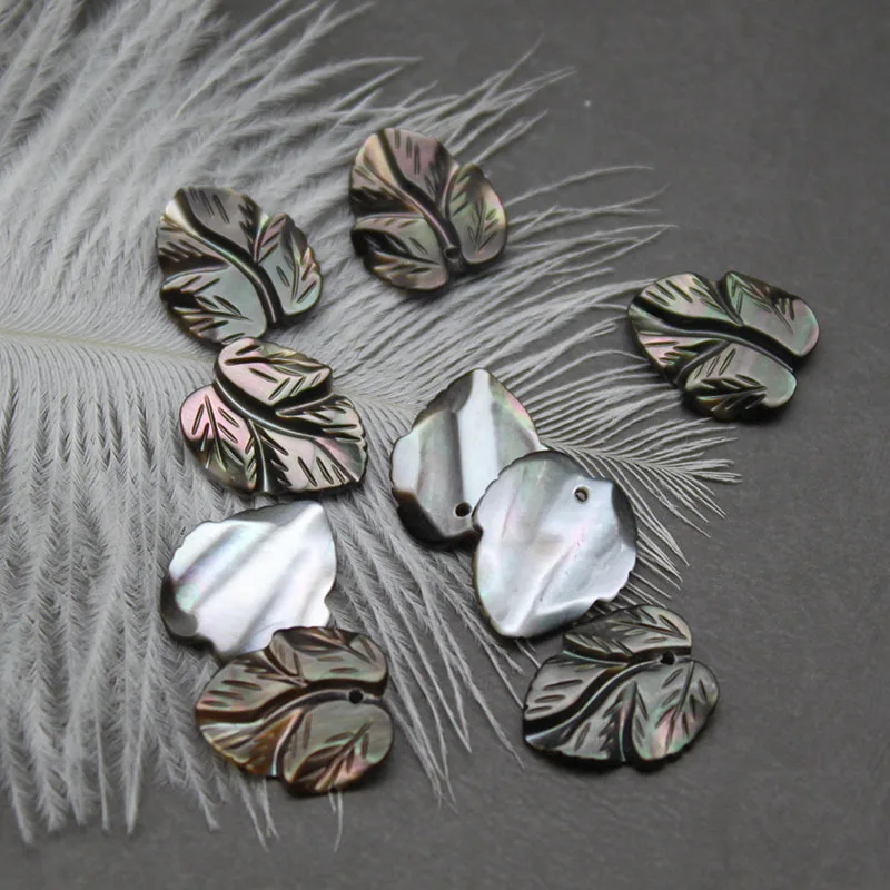 Wholesale Loose Gemstones Mother of Pearl MOP Leaf Shape Natural Shell Carved Flower 12*14mm for Jewelry Making