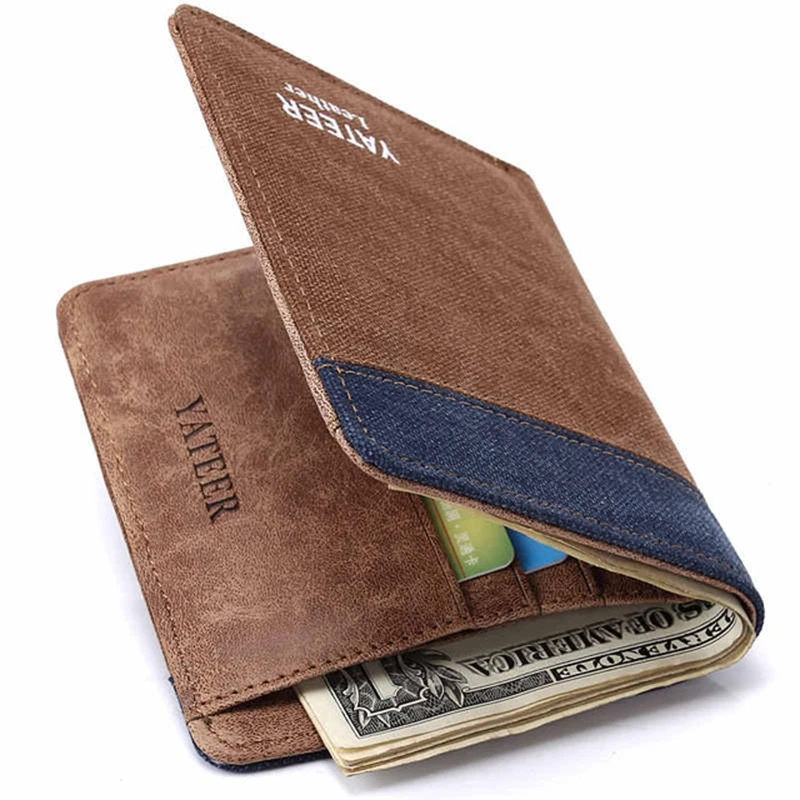 
Designer luxury brand Canvas mens wallets Solid two color YATEER wallet 123QB male ultra thin high quality purses Money Bag 