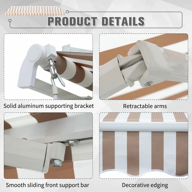 Horizontal Porch Retractable Awning Gear Box Best Chose Products Retractable Awning Aluminium 3X4 Manual Retractable Awning
