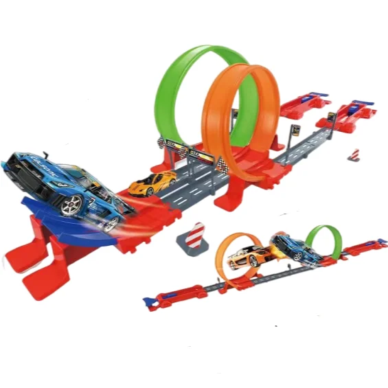 Hotwheel Speed Double Car Wheels Model Racing Track Diy Assembled Rail Kits Catapult Rail Car Racing Boy Toys for Children Gift